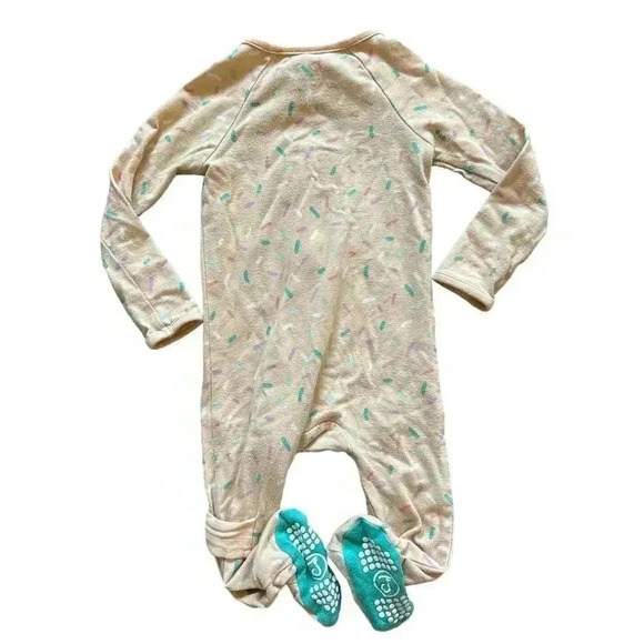 Lark Peach Sprinkle Zippy Bamboo Footie Pajamas Size 6 months - Picture 2 of 5